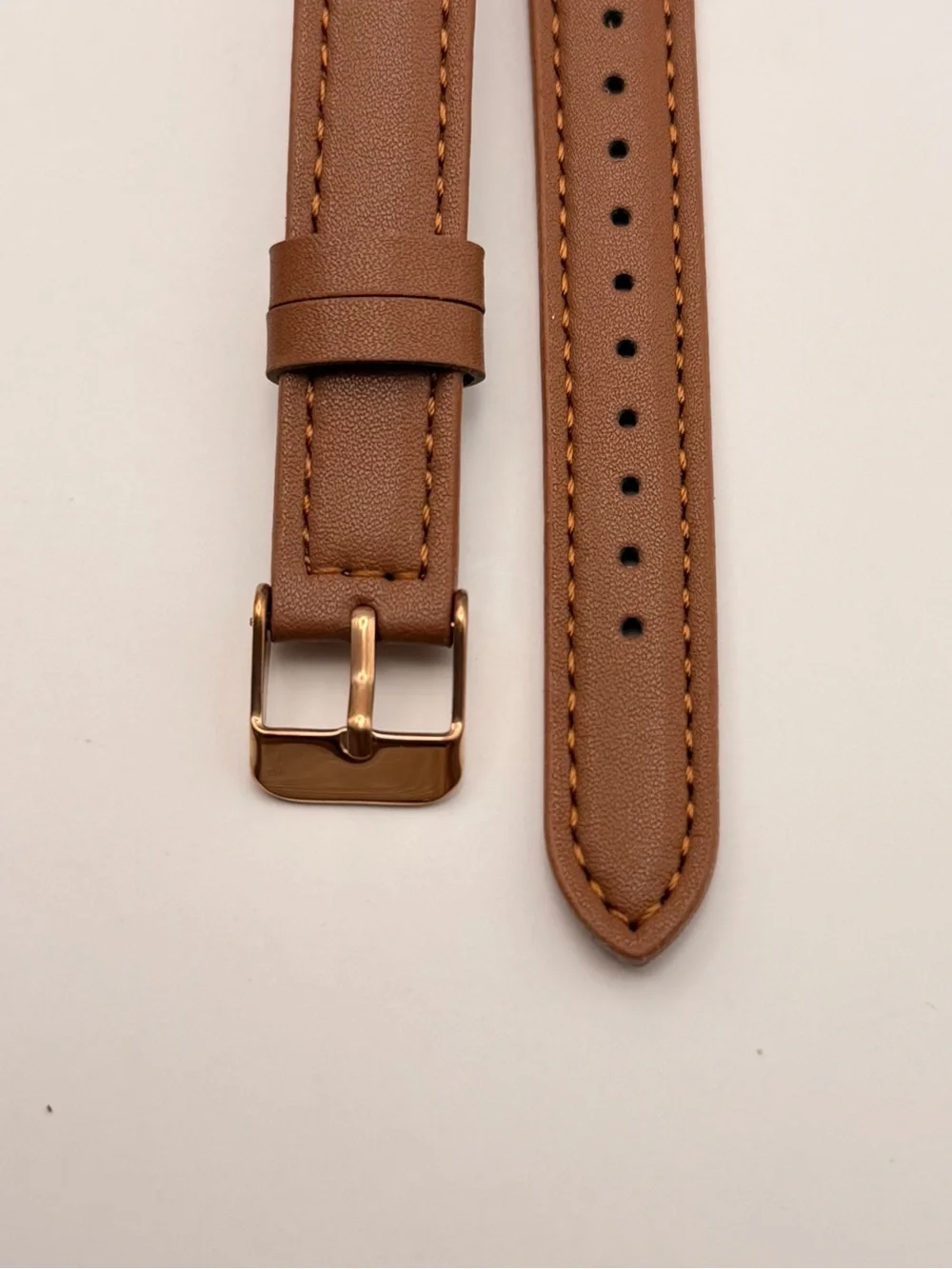 Leather Band, 18mm, quick fit, brown & gold, new